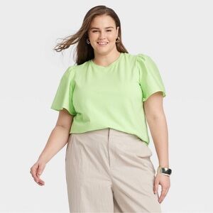 A New Day puff sleeve tee—green